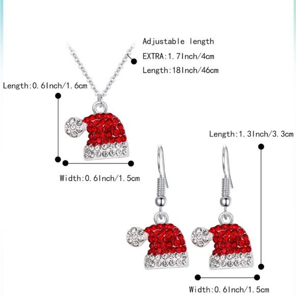 Festive Red and Silver Santa Hat Jewelry Set - Picture 2 of 7